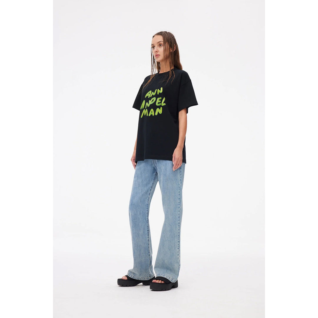 Ann Andelman Jelly Letter T-Shirt Black - GirlFork