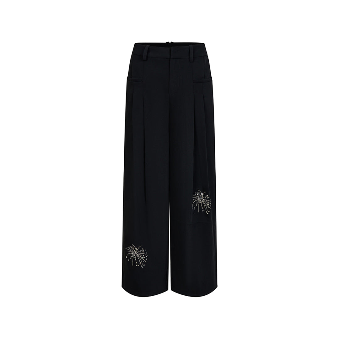 Anno Mundi Embroidery Fireworks Bloom Casual Pants Black