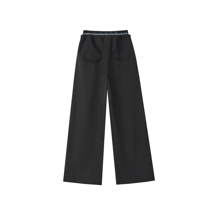 SomeSowe Double Waist Drawstring Wide-Leg Pants Black