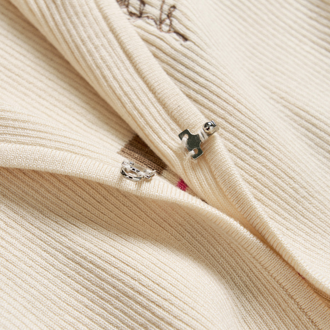 Via Pitti Striped Vest & Logo Embroidery Cardigan Set - Mores Studio
