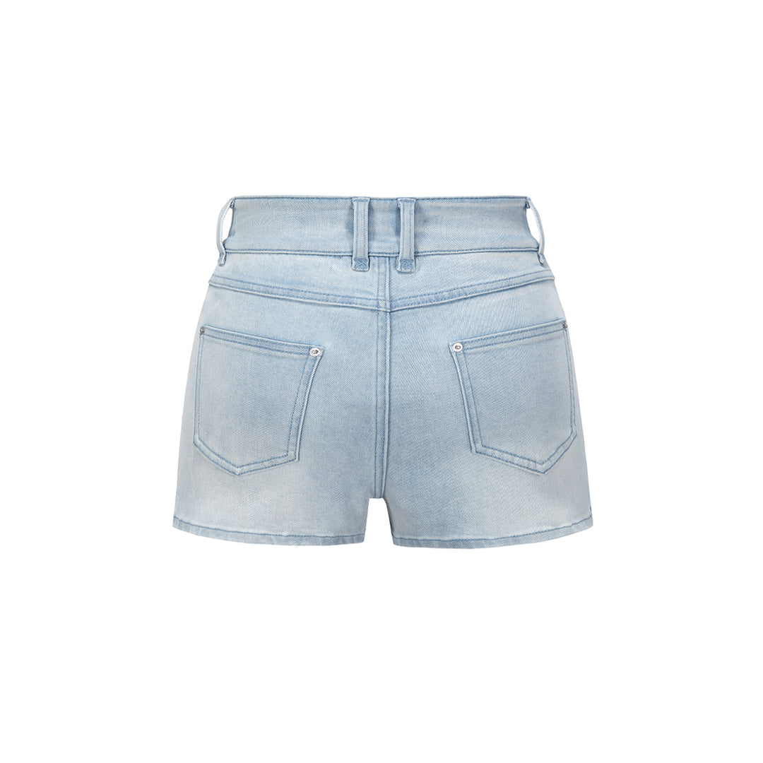 13De Marzo Plush Bear High Waist Denim Shorts Light Blue