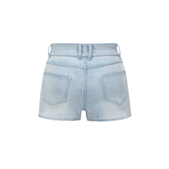 13De Marzo Plush Bear High Waist Denim Shorts Light Blue