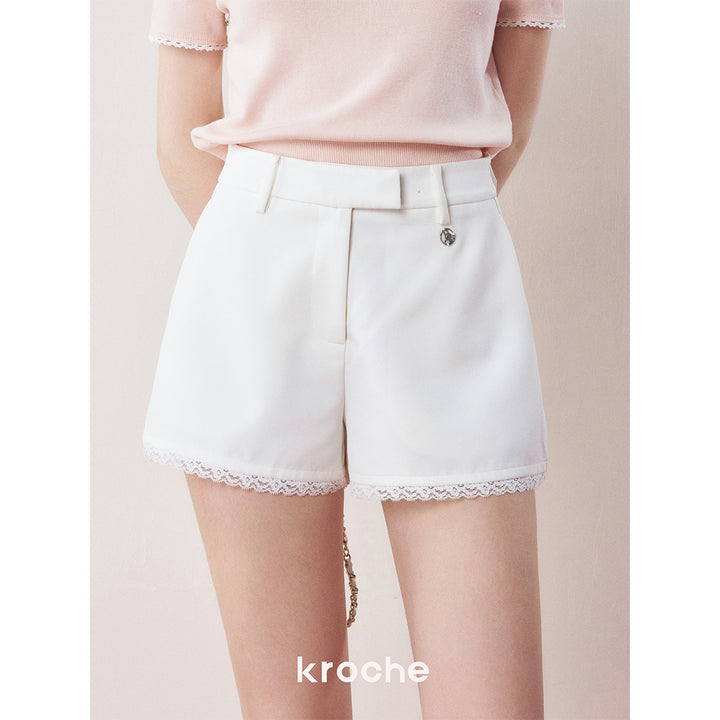 Kroche Lace Edge Suit Short White