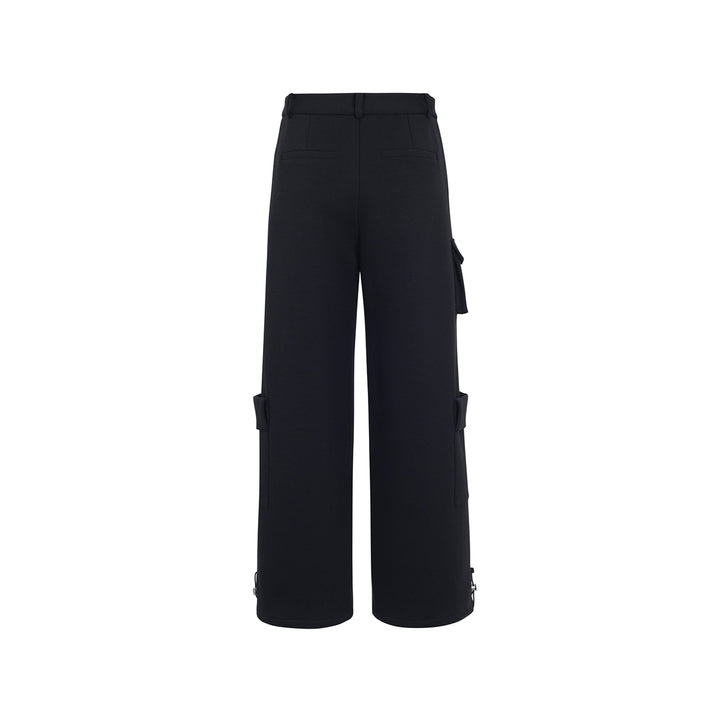 Three Quarters Stretch Pocket Fleece-Lined Cargo Pants Black