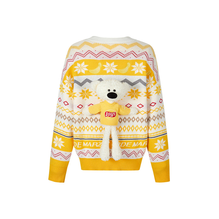 13De Marzo X Lay's Flavor Bear Fair Isle Knit Sweater Yellow