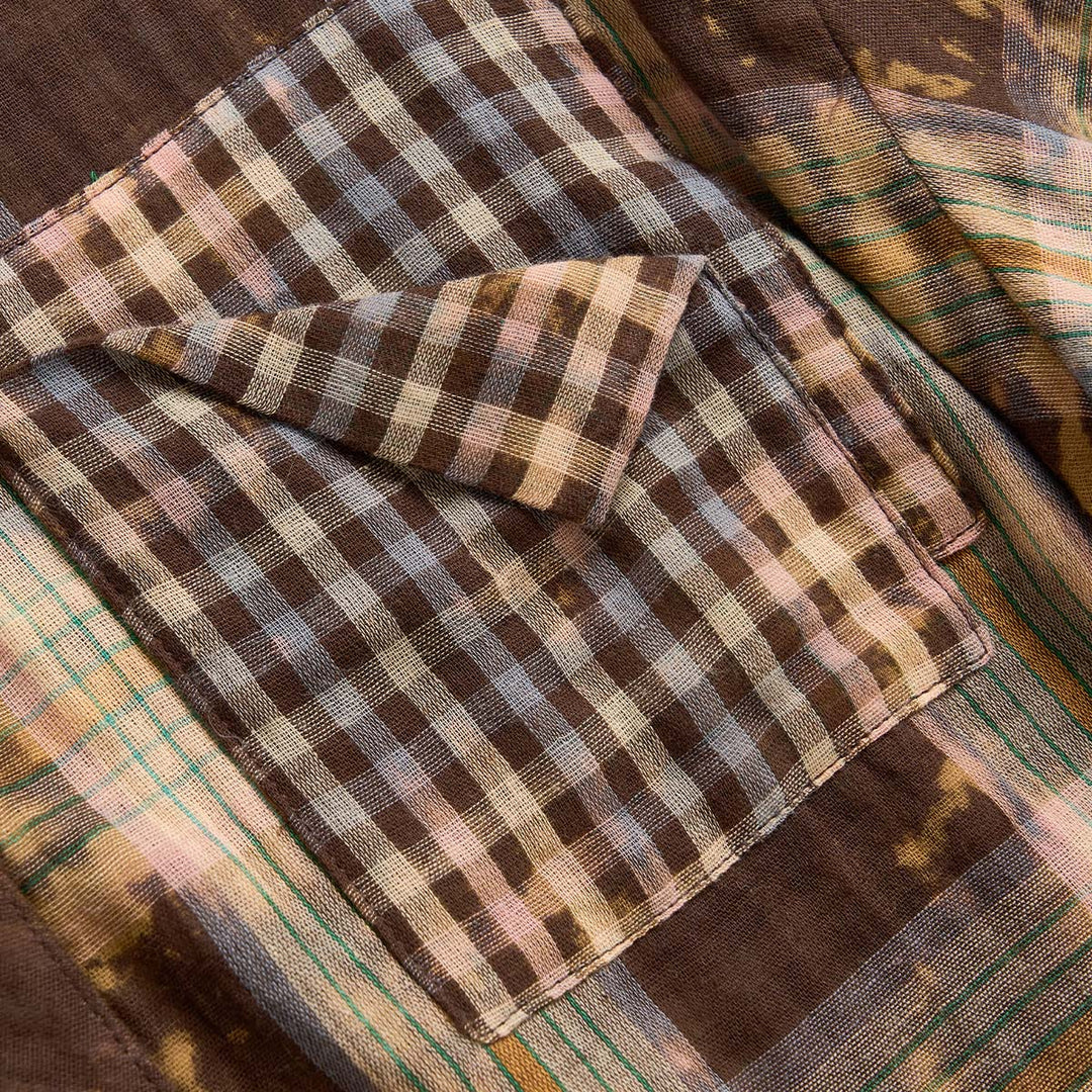 Via Pitti Vintage Checkered Irregular Cutting Skirt Khaki