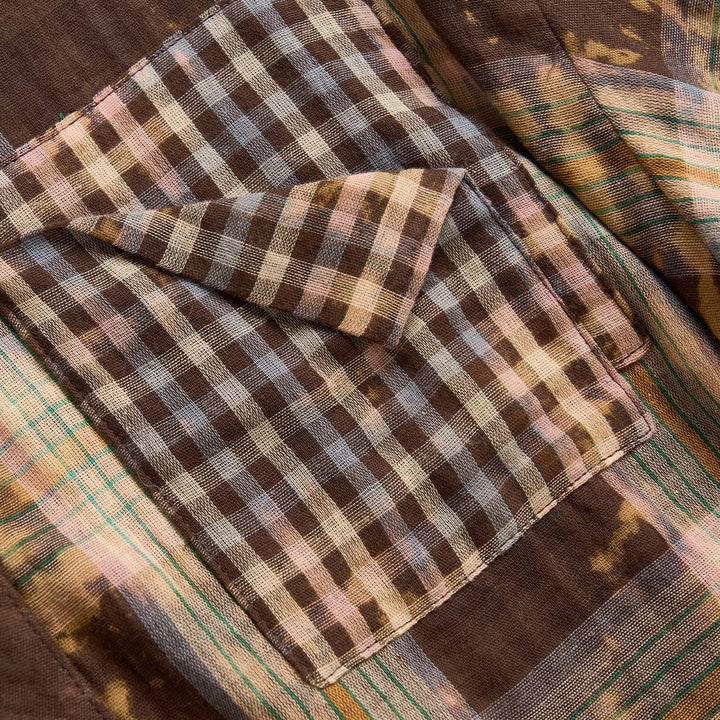 Via Pitti Vintage Checkered Irregular Cutting Skirt Khaki