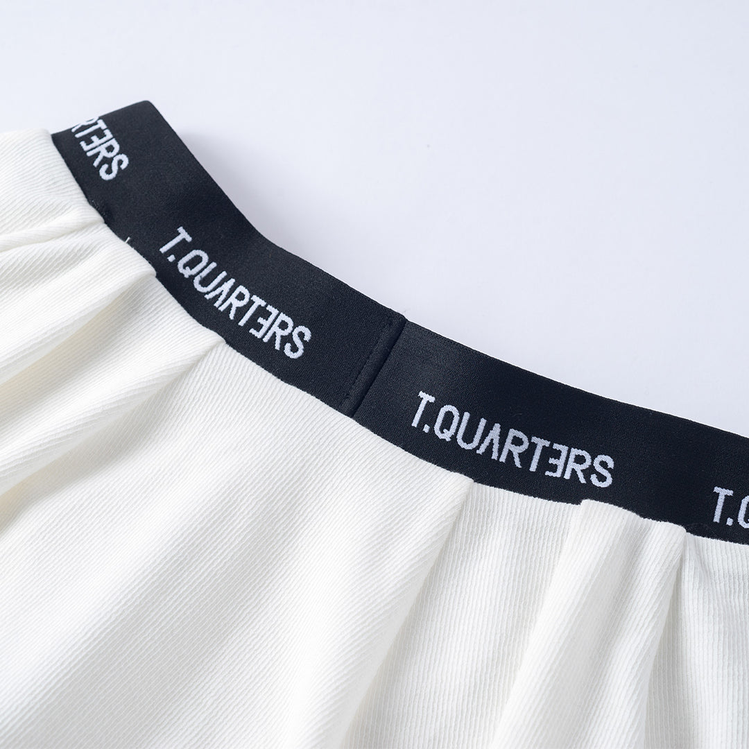 Three Quarters Contrast Ballet Knit Skirt Shorts White - Mores Studio