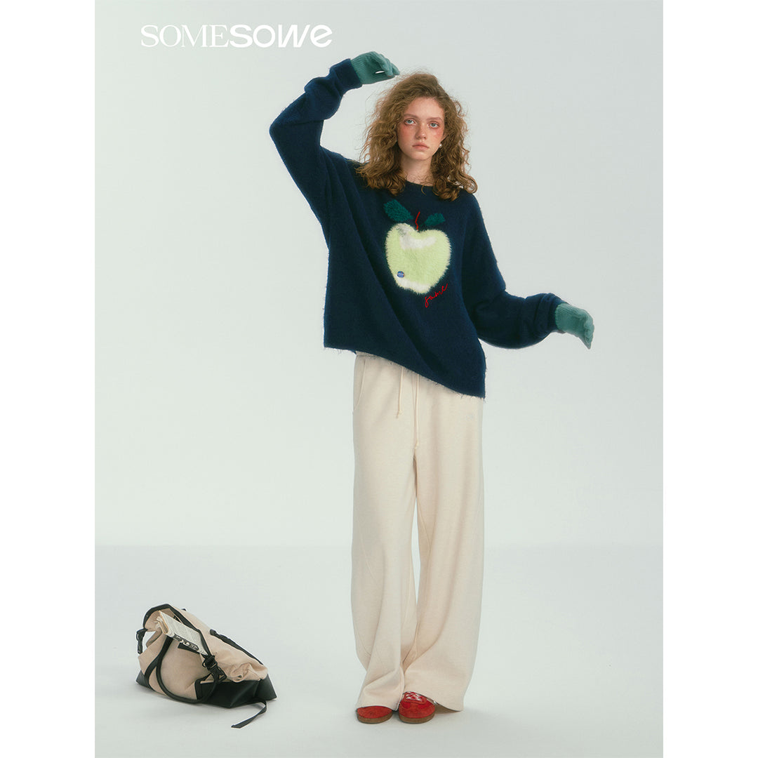 SomeSowe Apple Silhouette Knit Sweater Navy Blue