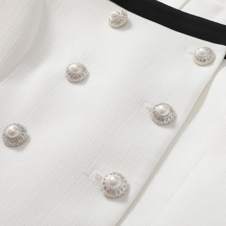 Three Quarters Color Blocked Pearl Button Jacket - Mores Studio