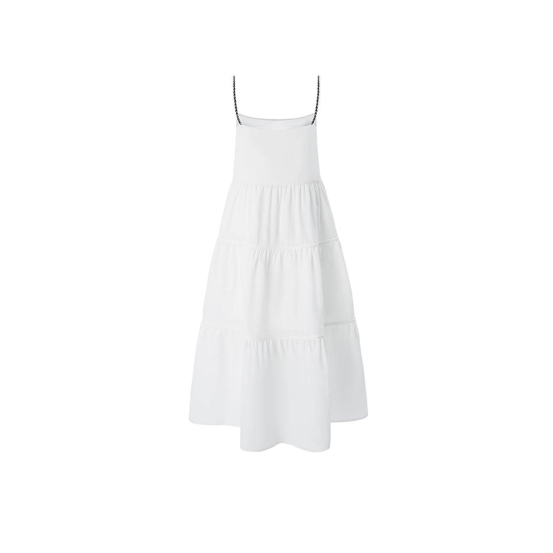 Diana Vevina Rhinestone Button Sling Dress White - GirlFork