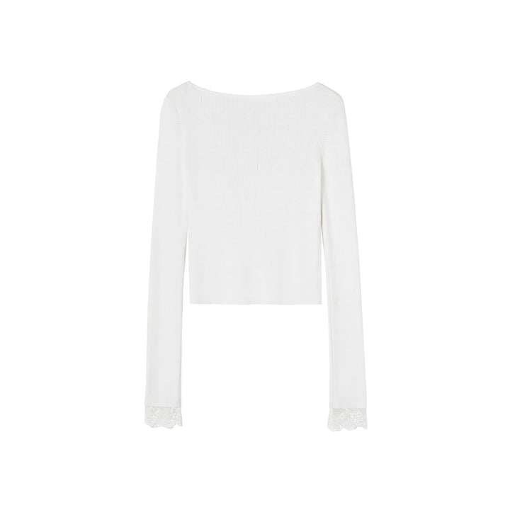 SomeSowe Lace Patchwork Basic Top White