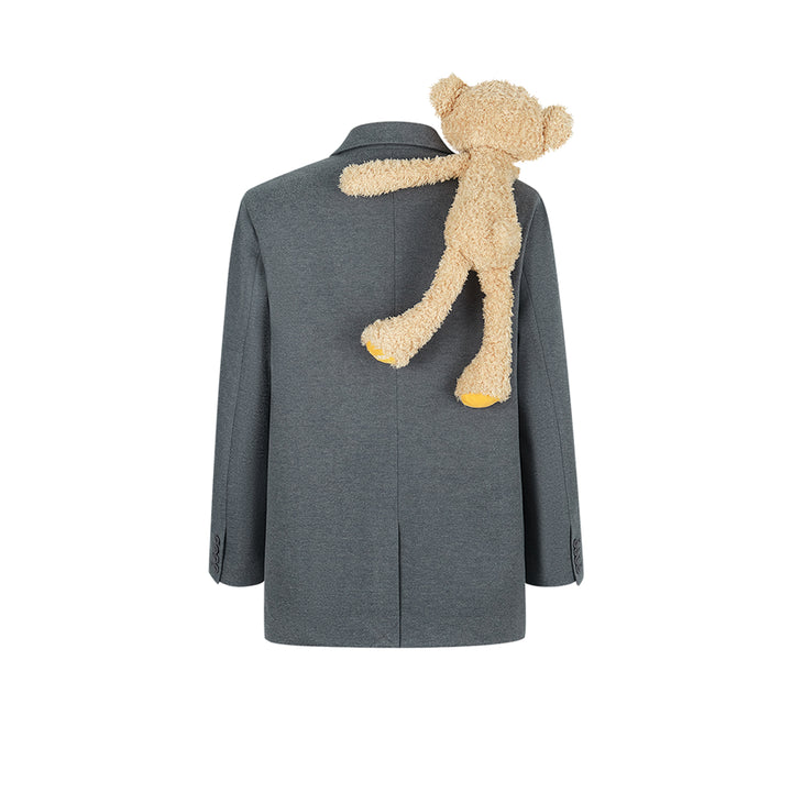 13De Marzo Plush Bear Tweed Suit Jacket Grey