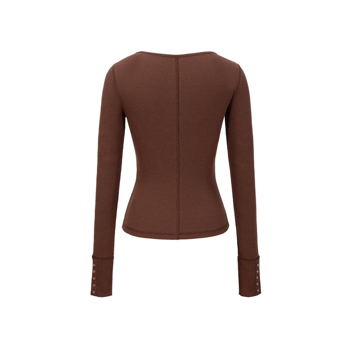 13De Marzo Plush Bear Hollow Out Slim-Fit Top Brown