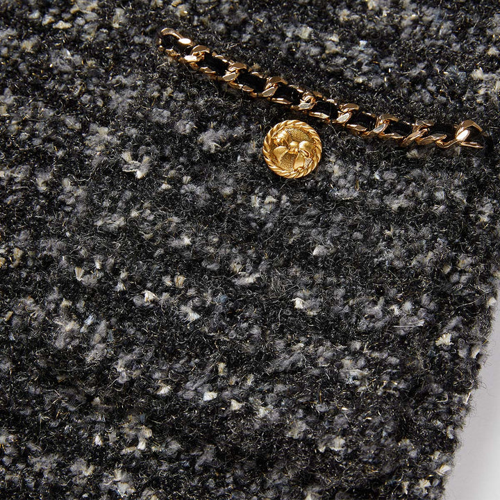 Diana Vevina Color Blocked Gold & Black Tweed Dress - Mores Studio