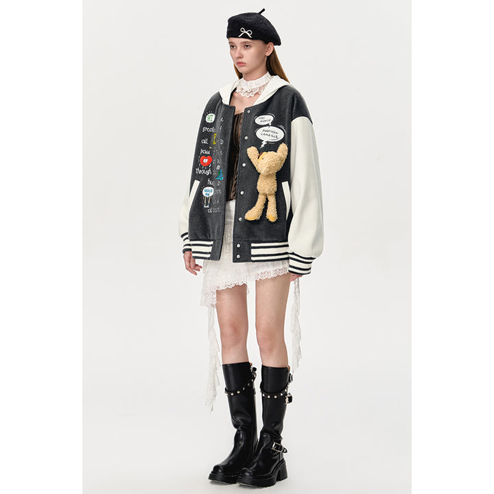 13De Marzo X Matthew Langille Plush Love Bear Baseball Jacket