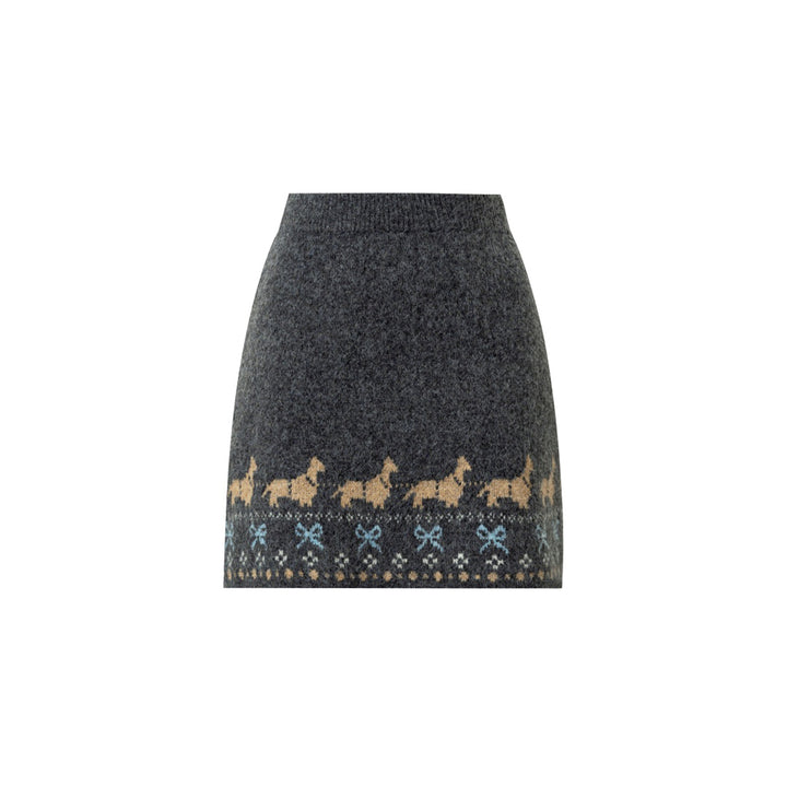 Liilou Fair Isle Jacquard Woolen Knit Skirt