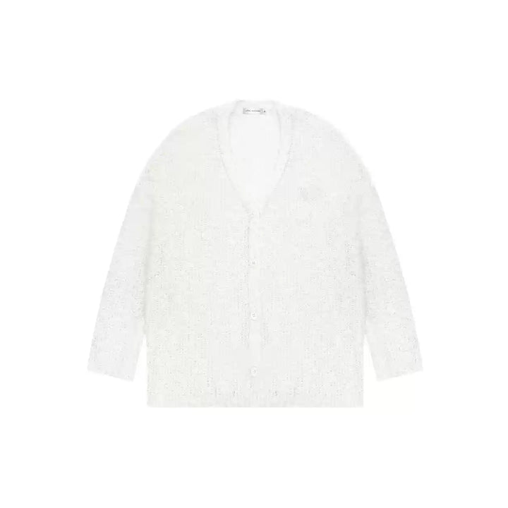 AsGony Lace Patchwork Knit Cardigan White