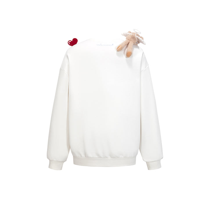 13De Marzo Doozoo Cupid Heart Round-Neck Sweater White