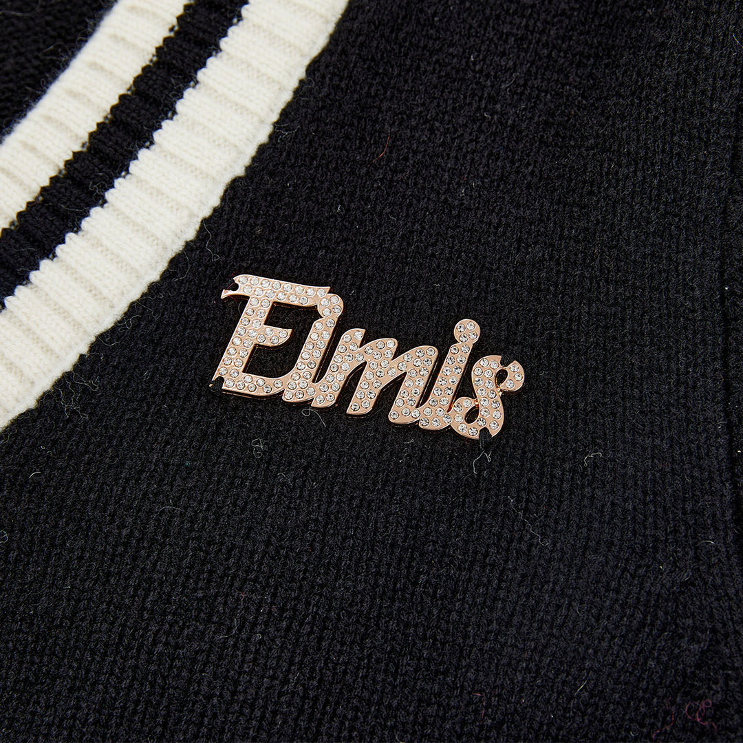 Eimismosol College Style Woolen Knit Cardigan Black - Mores Studio