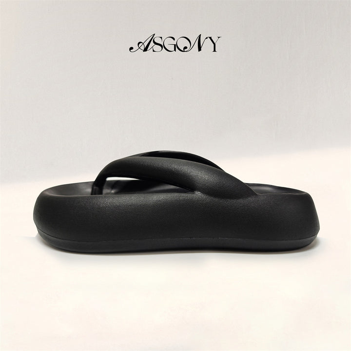 AsGony Casual Flip Flops Black