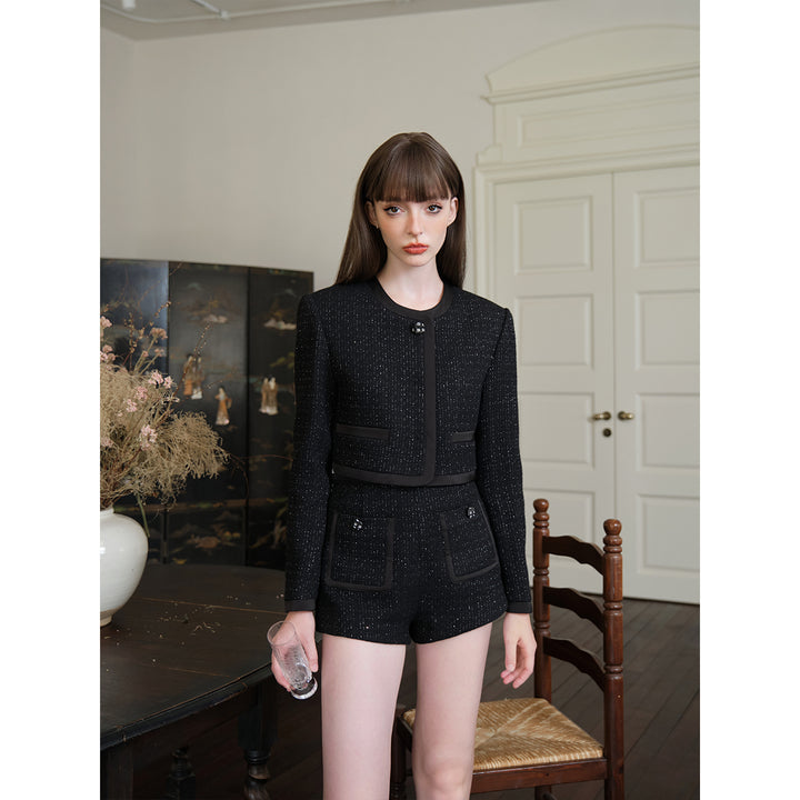 Three Quarters Woollen Tweed Shiner Shorts - Mores Studio