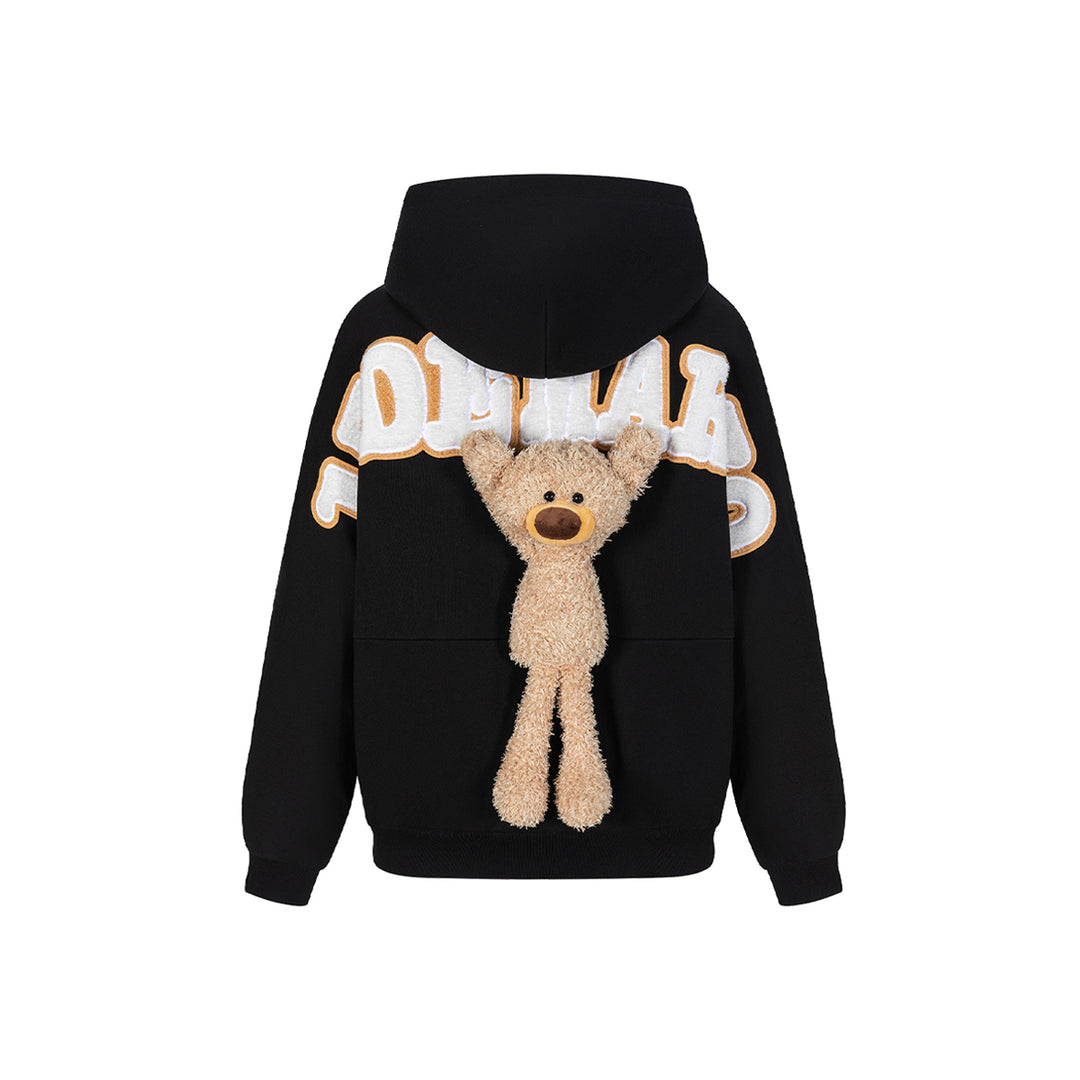 13De Marzo Plush Bear Big Back Logo Hoodie Black