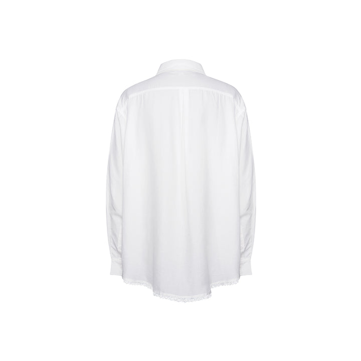 Kroche Lace Patchwork Oversize Shirt White