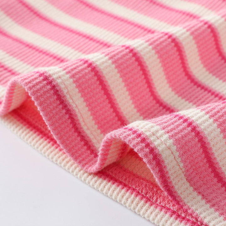Three Quarters Striped Knit Vest Pink - Mores Studio