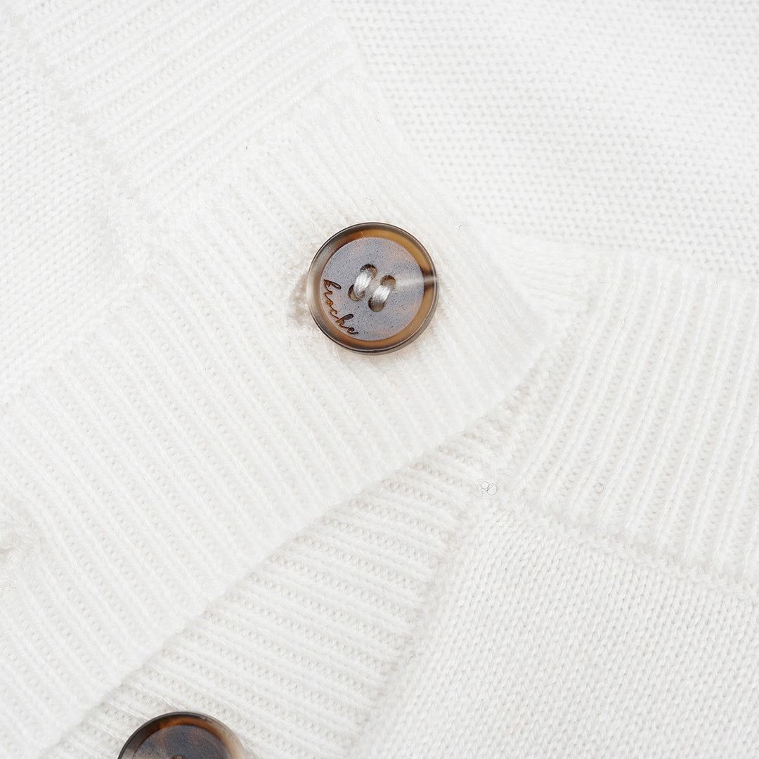 Kroche Camellia Silk Wool Twin-Set Top White - Mores Studio