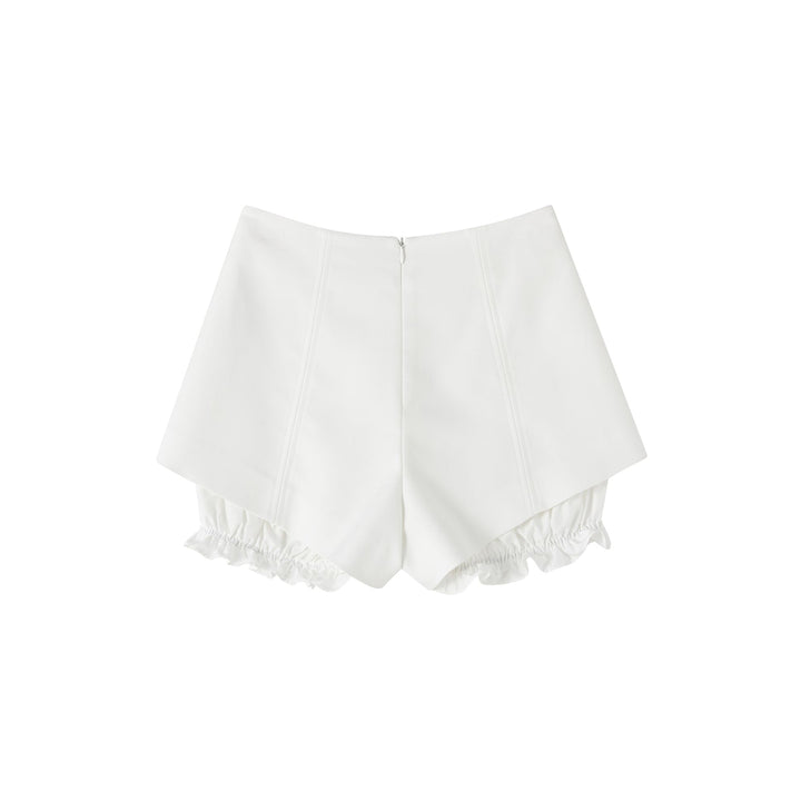 SomeSowe Split Patchwork Layered Bud Shorts White