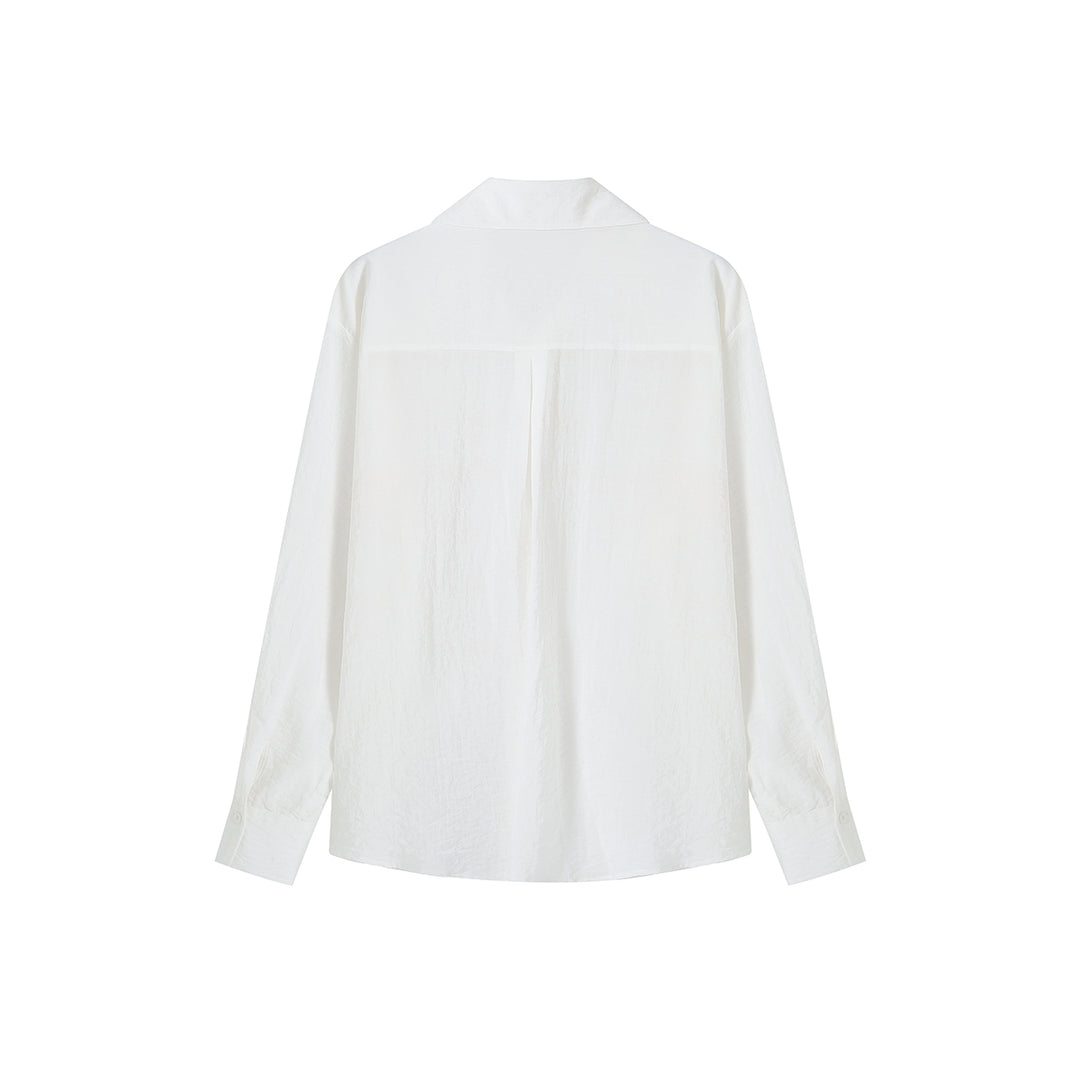 SomeSowe Long Sleeve Puff Pleated Shirt White