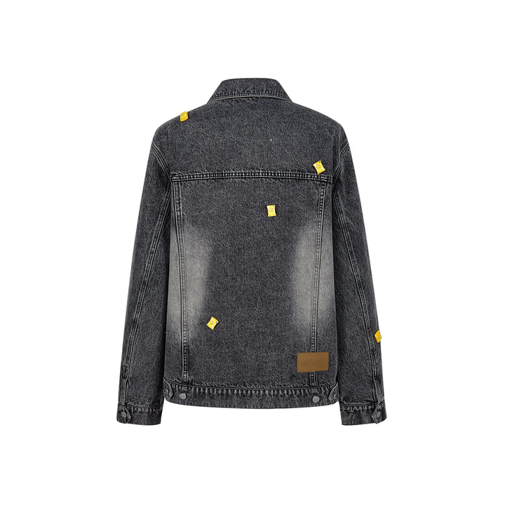 13De Marzo X Lay's Plush Bear Crisps Denim Jacket Washed Black