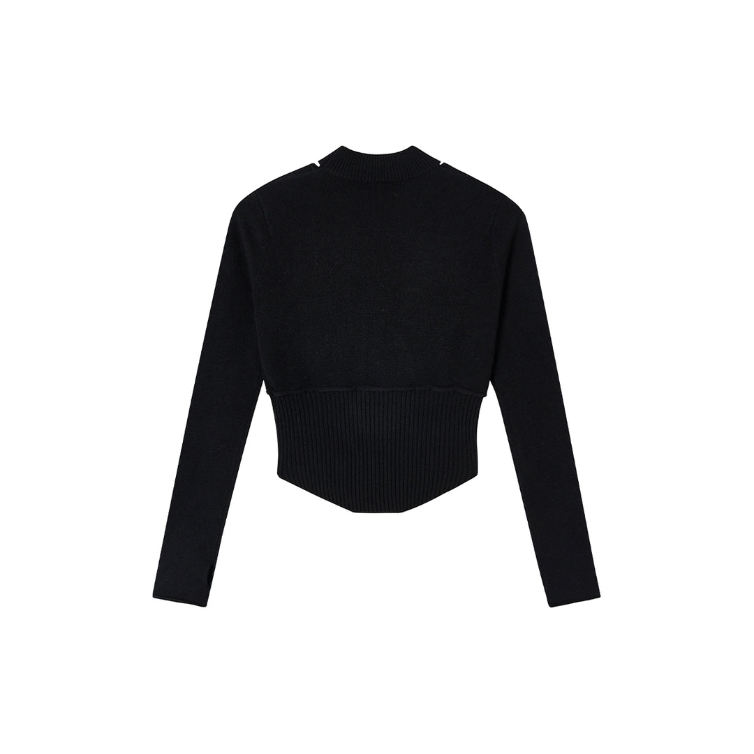 Via Pitti Metal Decor Chocker Collar Sweater Black - Mores Studio