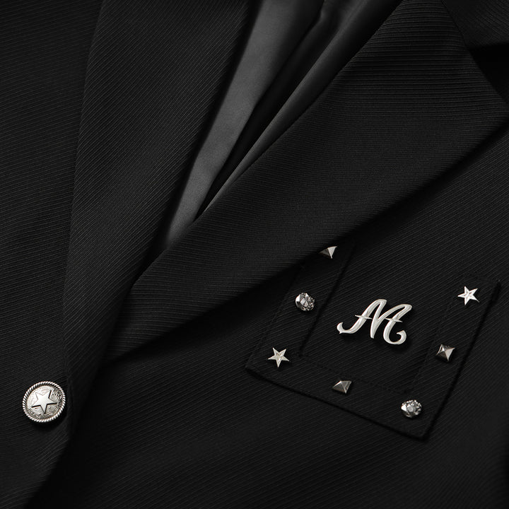 MacyMccoy Fake-2-Piece Oversize Suit Jacket Black