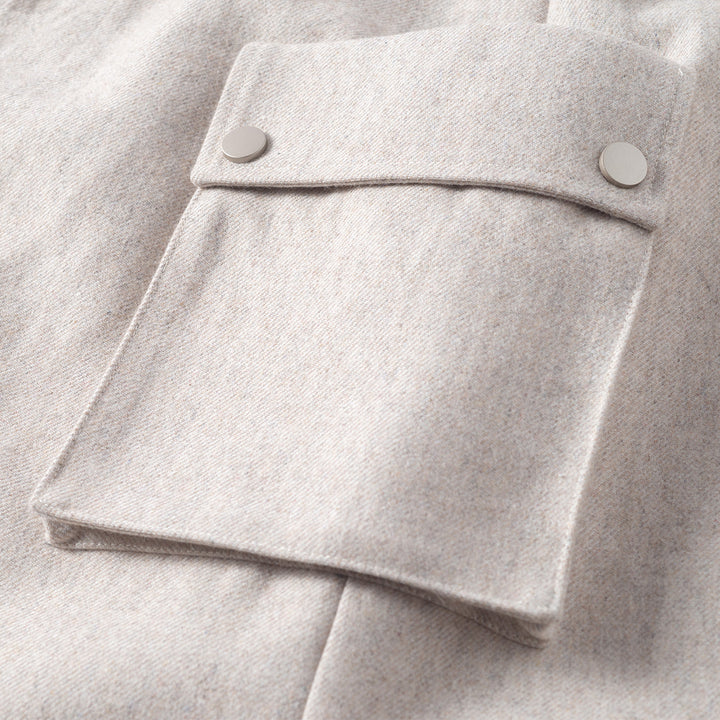 Three Quarters Cargo Woolen Long Skirt White - Mores Studio