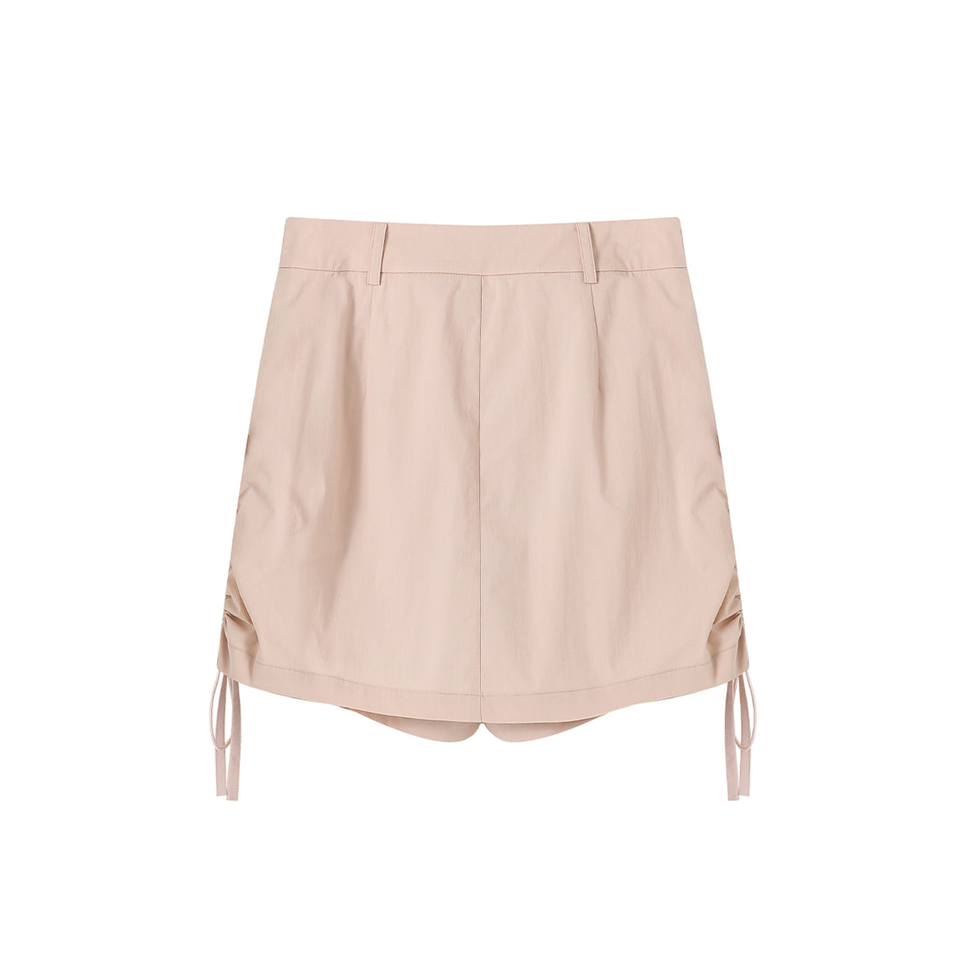 SomeSowe Bow Drawstring Cargo Skirt Pink