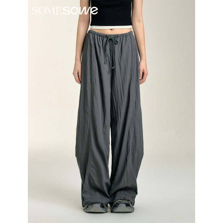 SomeSowe Patchwork Pleated Casual Pants Gray
