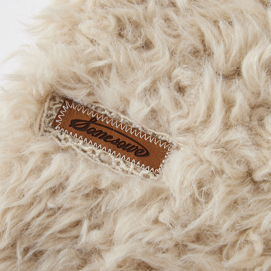 SomeSowe Tassel Horn Button Furry Jacket Beige