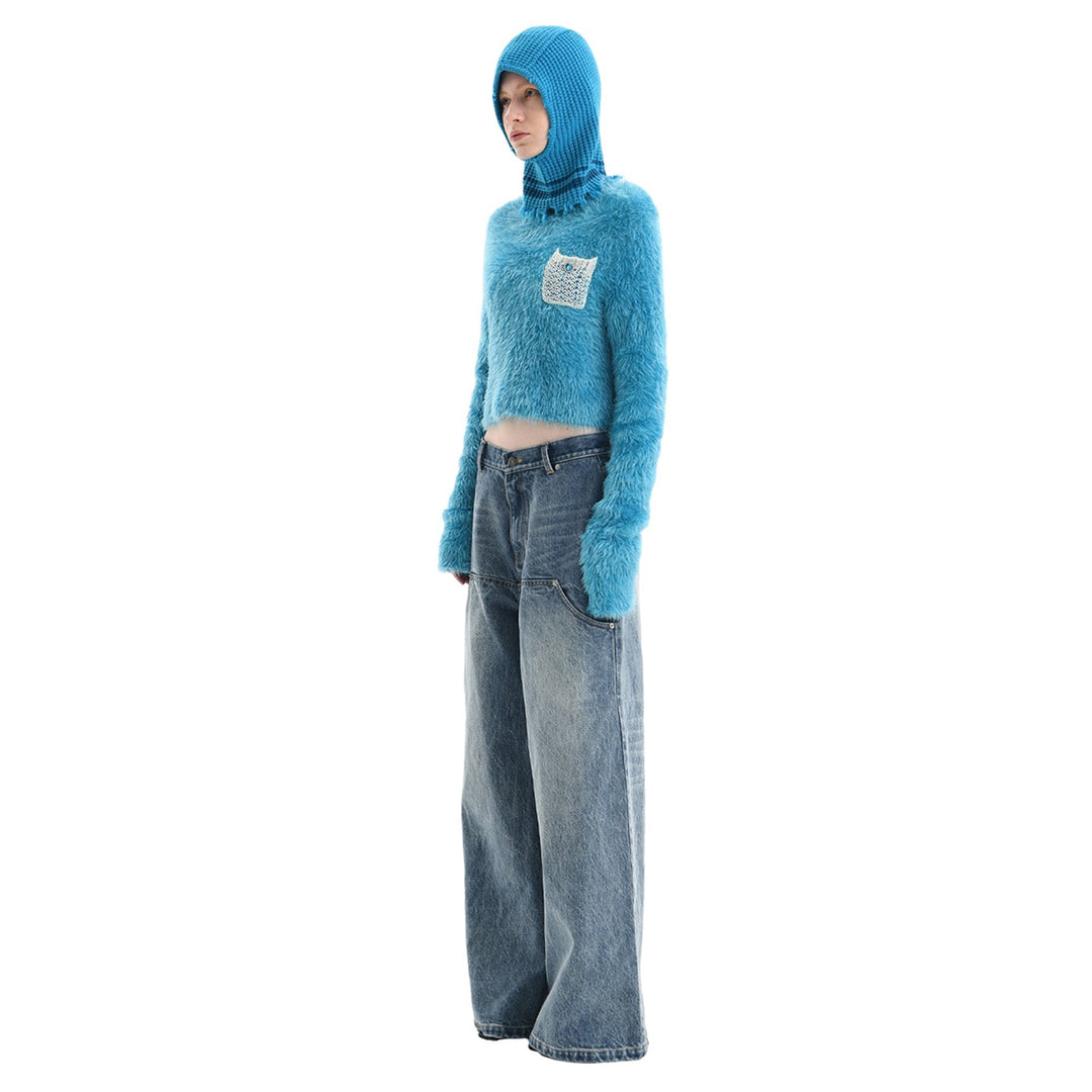 Ann Andelman Feather Yarn Sweater Blue - Mores Studio