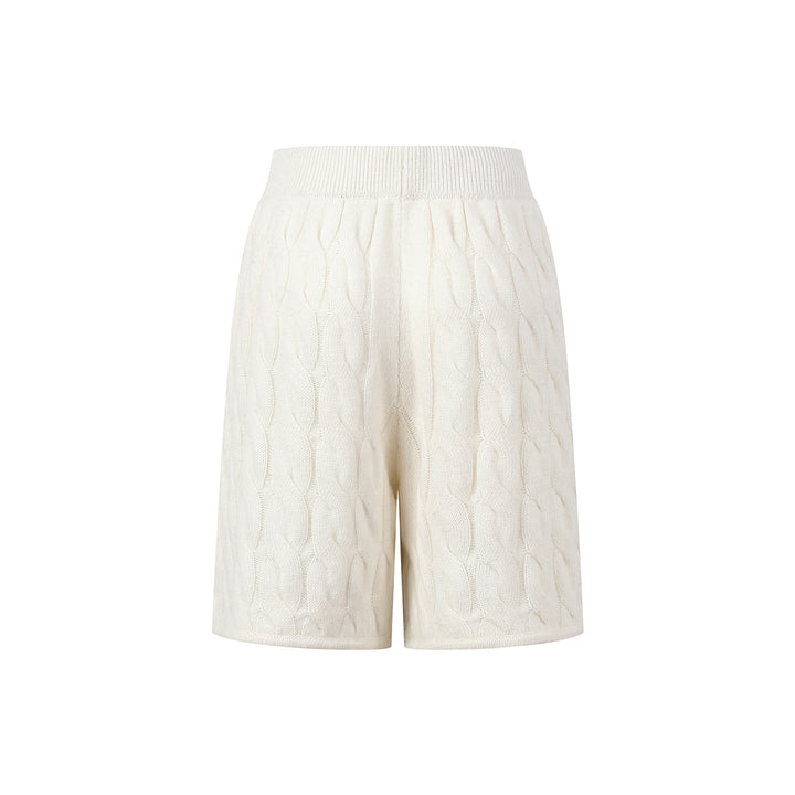 Three Quarters Vintage Twisted Knit Shorts White - Mores Studio