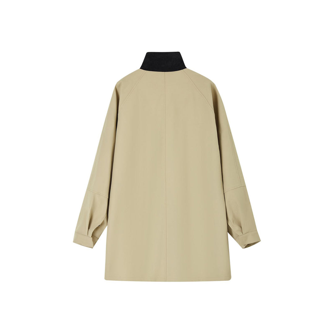 SomeSowe Detachable Big Bow Long Jacket Khaki