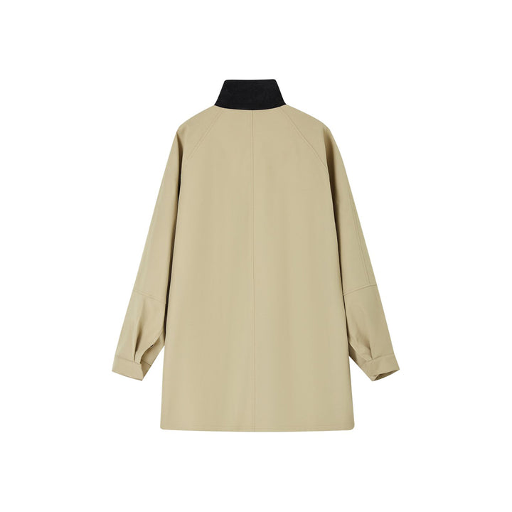 SomeSowe Detachable Big Bow Long Jacket Khaki