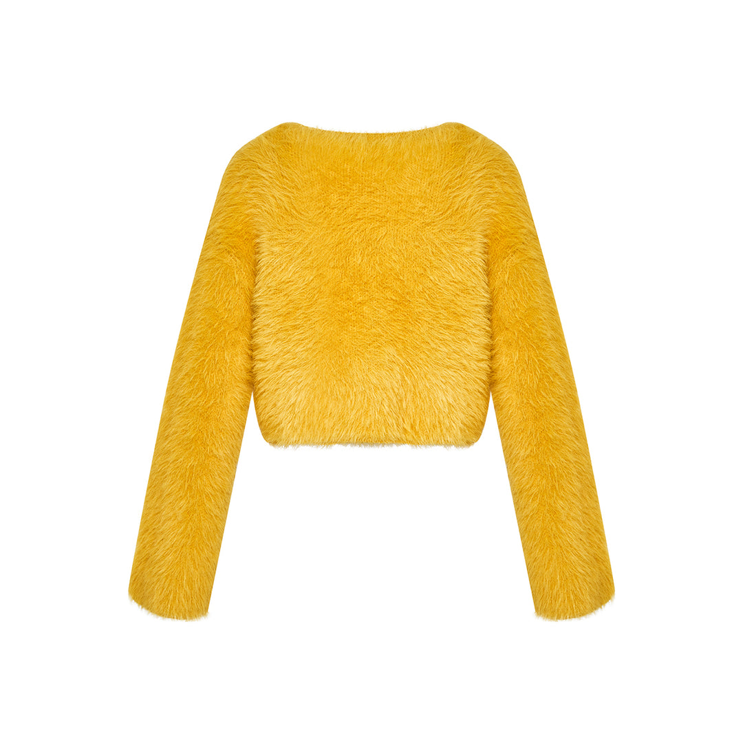 Kroche Imitated Marten Fur Short Sweater Ginger Yellow - Mores Studio