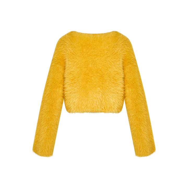 Kroche Imitated Marten Fur Short Sweater Ginger Yellow - Mores Studio