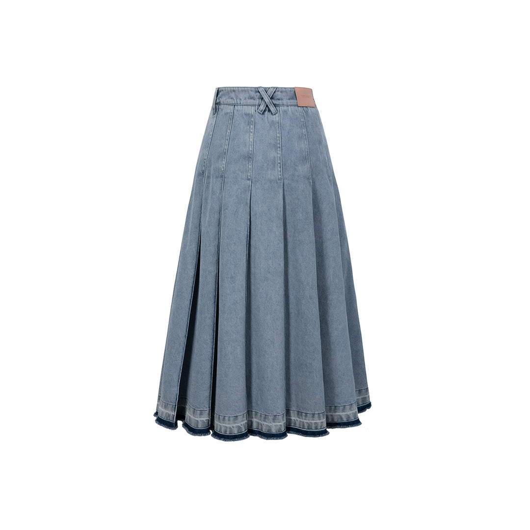 13De Marzo Doozoo Vintage Denim Pleated Long Skirt