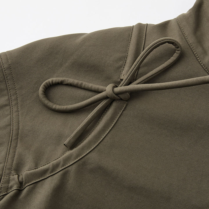 SomeSowe Bow Drawstring Waisted Cargo Jacket Olive Green