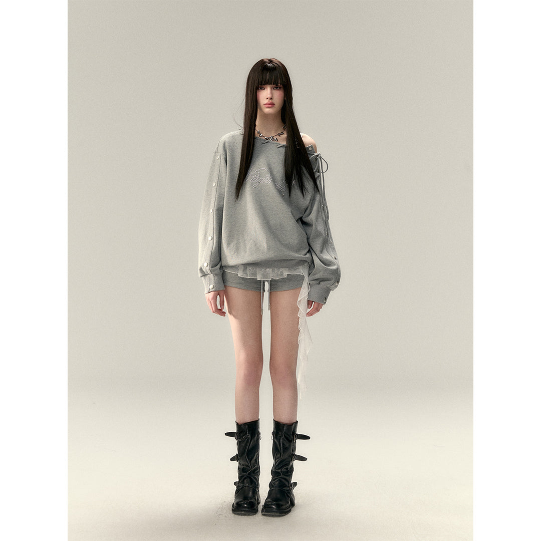 Via Pitti Elastic-Waist Drawstring Shorts Gray