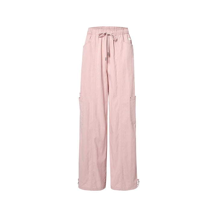 Liilou Drawstring Lace-Up Wide-Leg Cargo Pants Pink