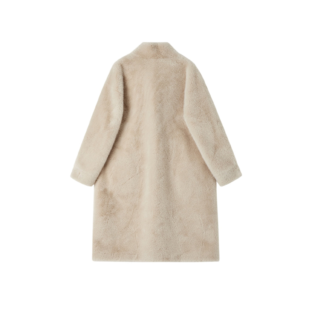 SomeSowe Fluffy Faux Mink Teddy Coat Beige